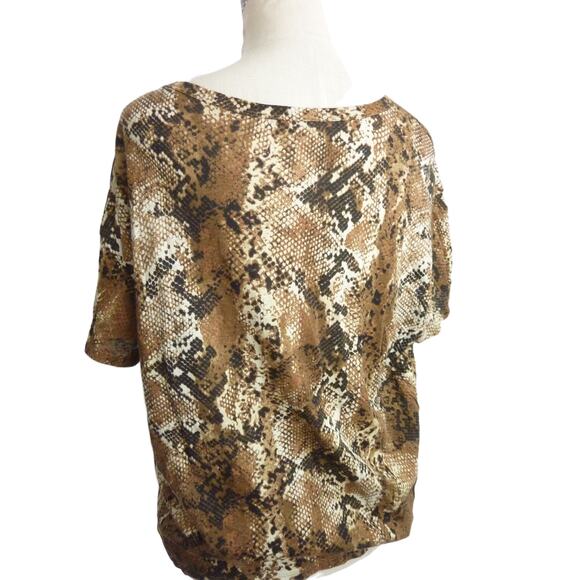 Zara Snake Print Graphic Tee Short Sleeve Women’s Size L Brown - Picture 3 of 5